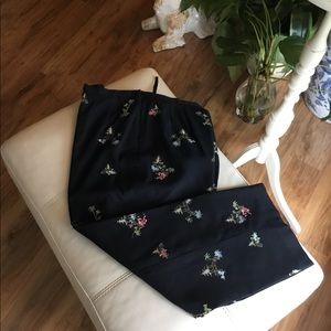 Talbots cropped pants Asian embroidered design 12P